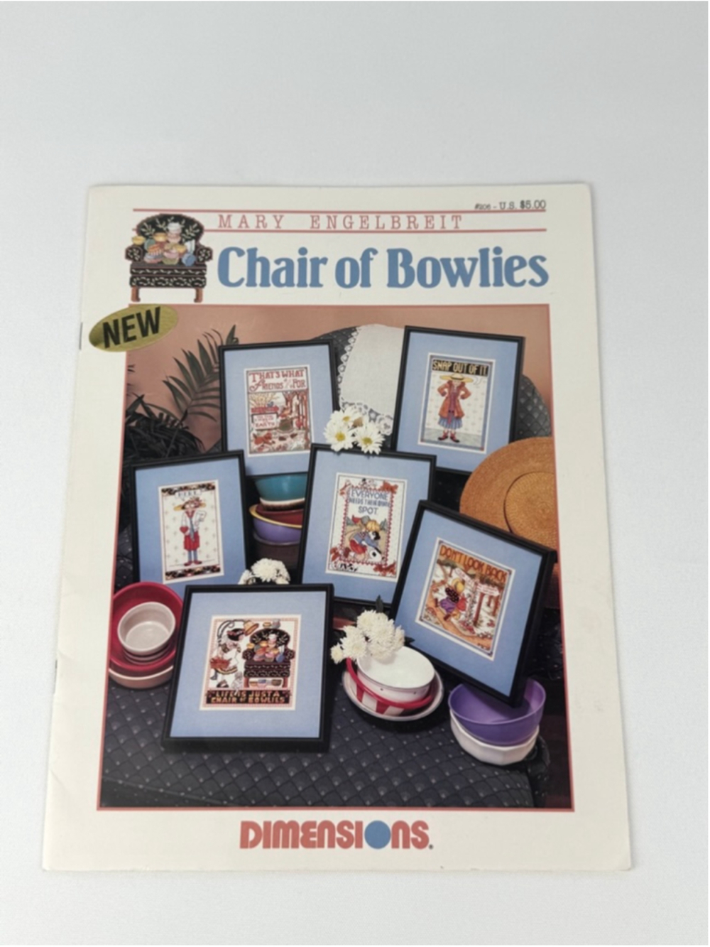 Mary Engelbreit Chair of Bowlies Cross Stitch Pattern Dimensions Booklet